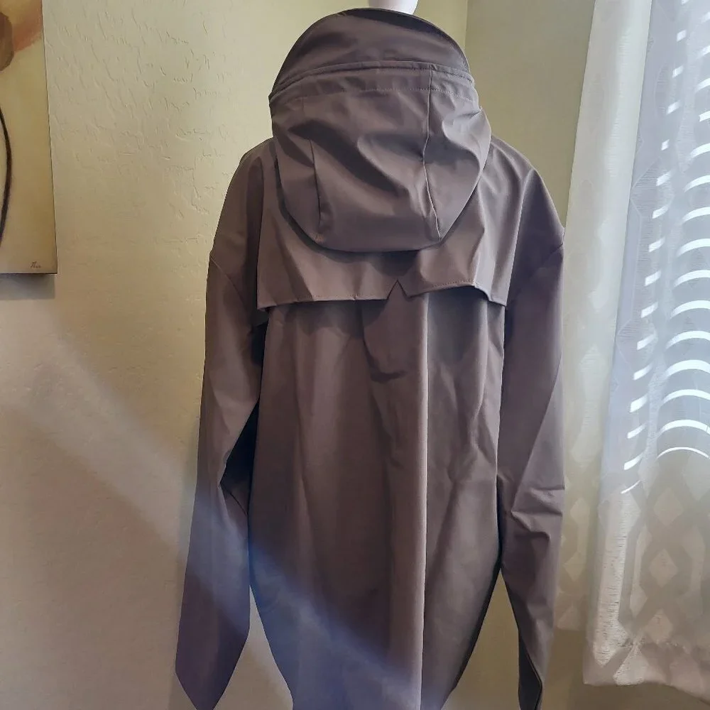 NWT Rains Unisex Waterproof Jacket Size Color Taupe Size XL - Picture 7 of 11